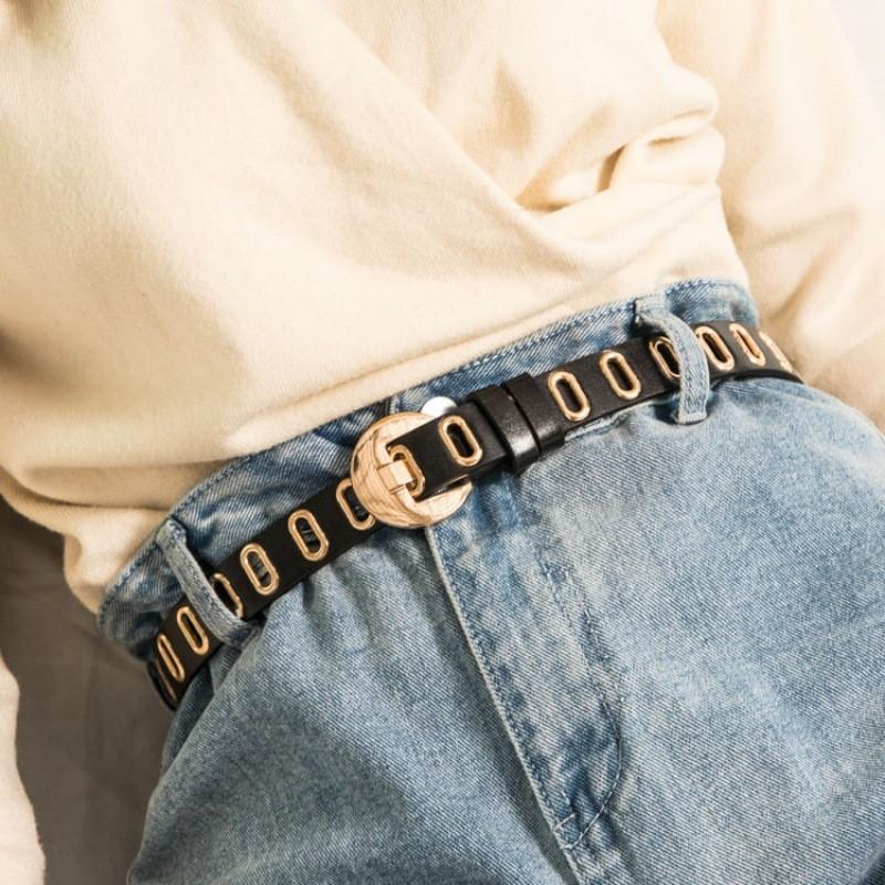 Stylish Metal Hollow Women's Belt For Students Fashionable Casual Denim Accessory