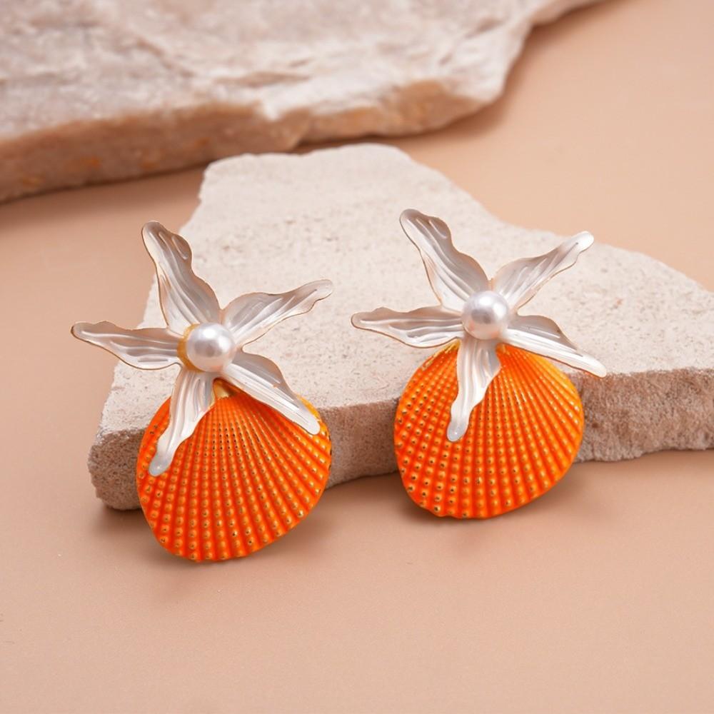Scallop Shell Drop Earrings Bohemian Starfish Pendant Earrings Retro Starfish Stud Earrings  Girl