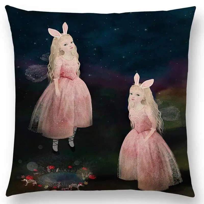 Neueste Kissenbezüge für kleine Mädchen mit Blumenmuster, verträumter Garten, Fantasienacht, Sofakissenbezug für Mädchen