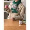 Green Christmas~ Retro Fair Island Jacquard Scarf Women's Winter New Warm Thickened Knitted Scarf