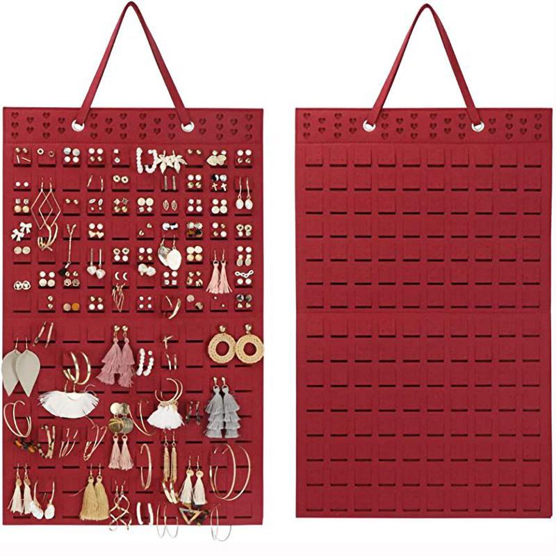 

Wall-mounted Jewelry Bag Jewelry Display Felt Earrings Storage Bag Necklace Ring Jewelry Organizer and Packaging 57X35cm красный