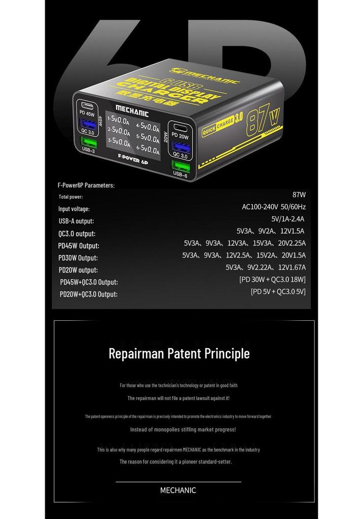 Smart Multi-Port Fast Charger with Digital Display & Overload Protection, Supports PD