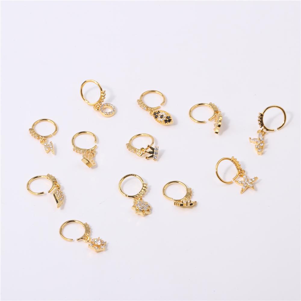 Gold Plated Pendant Nose Ring Hoop for Women Crystal Nose Hoop Protection Jewelry Nose Piercing Cartilage Earring Piercing
