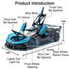 1:24 Tourbillon Bolide Car Model Toy Shock Absorption Supercar Sound Light Pull Back Metal Die-cast Models Office Table Ornament