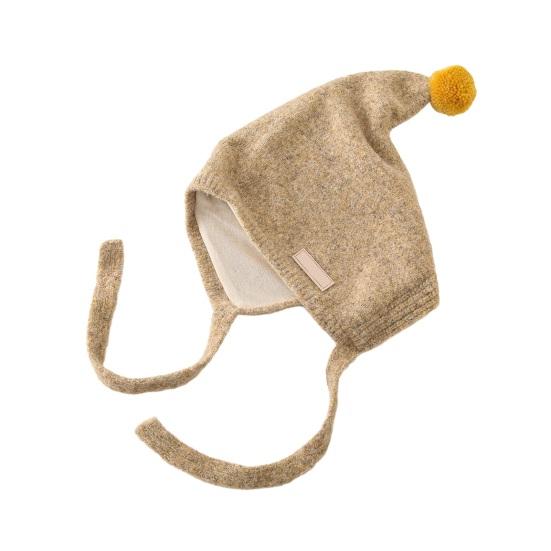 

Kids Hat Plush Ball Decor Lace-up Warm Elastic Winter Hat Comfortable Loose Fit Cold жёлтый