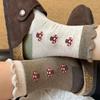 Mica Color Spring Retro Mushroom Mid-calf Pure Cotton Socks for Children