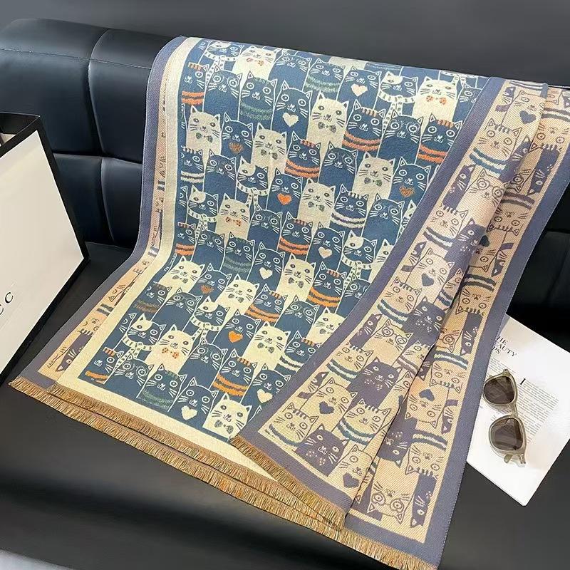 Jacquard Landscape Painting Imitation Cashmere Scarf Women'S Office Air-Conditioned Room Thickened Warm Long Trendy Shawl