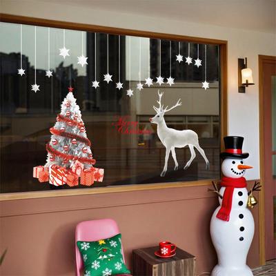 Weihnachtsbaum Rentier Dekorationen, Elektrostatische Glastür Dekorationen, Atmosphäre Fensteraufkleber, Fensterblumenaufkleber