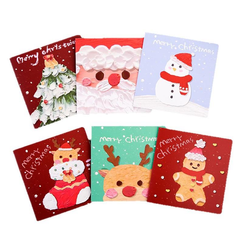 Oil Painting Christmas Card Ins Holiday Wishes Postcard Cardboard Envelope Diy Gift Decoration Message Card Letterhead