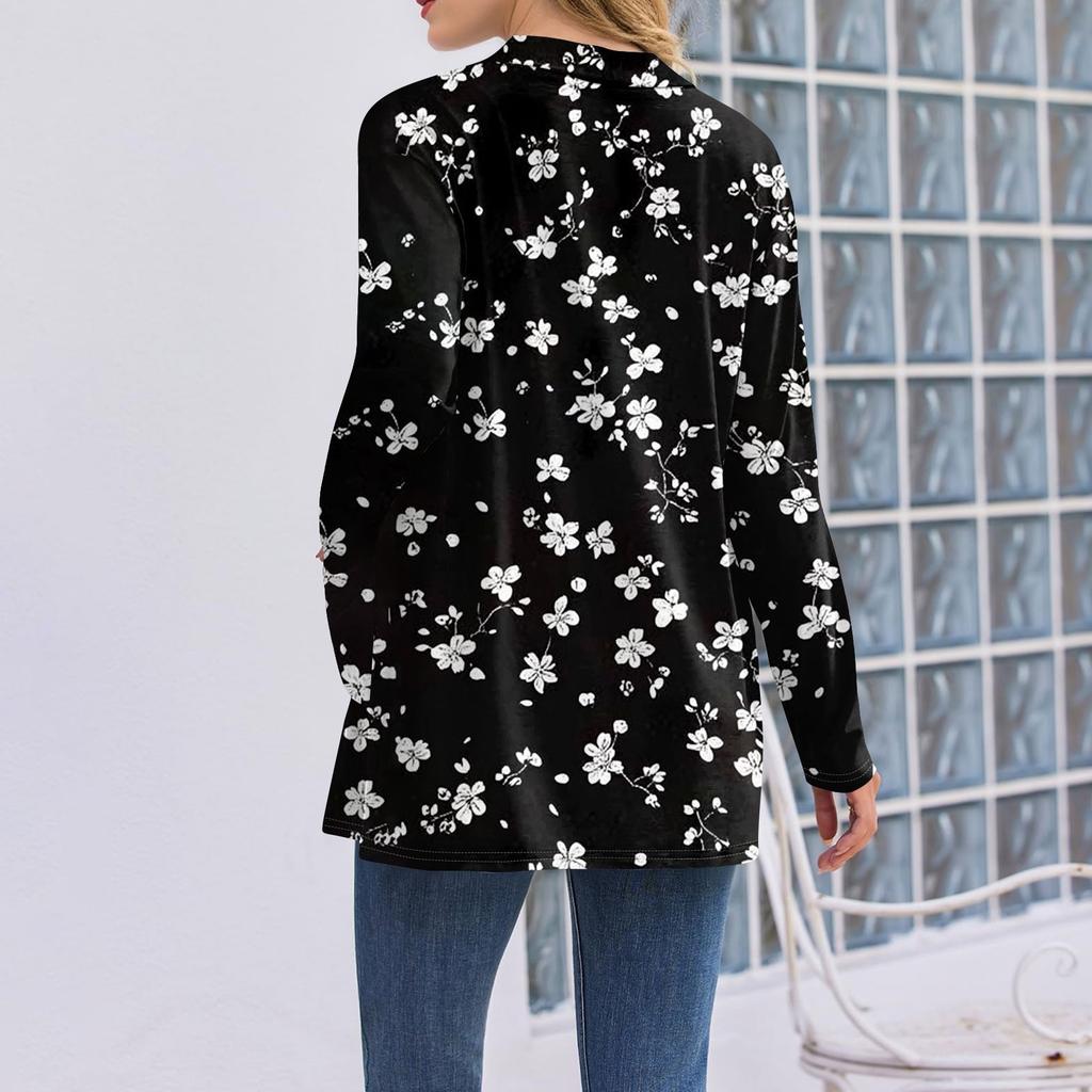 Dámský módní ležérní kardigan s dlouhým rukávem, tenká volná kardiganová bunda s kapsami