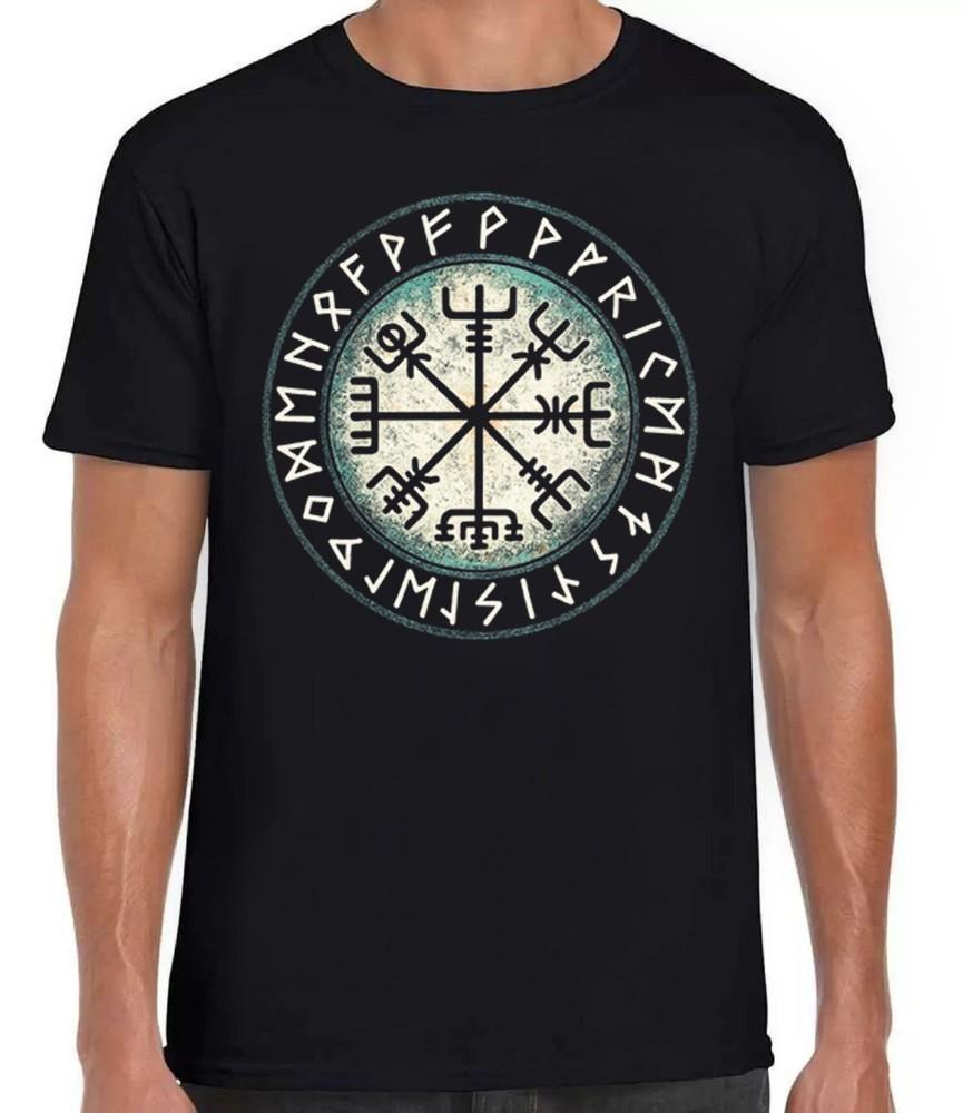 Vegvisir Viking Celtic Compass Cool Funny Gift Tee Black T Shirt 477