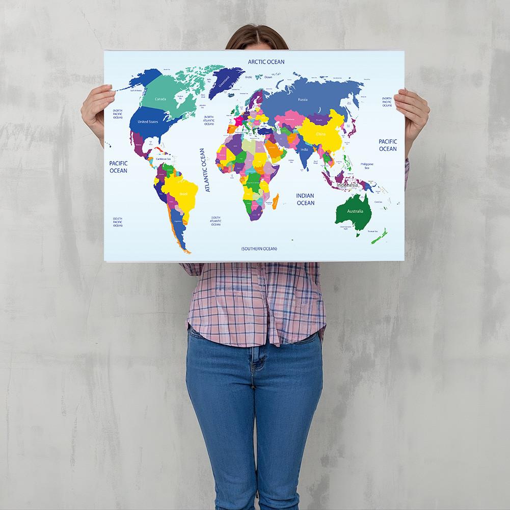 The World Map Decorative Poster Spray Canvas Painting Wall Art Decor School Supplies Living Room Home Decoration