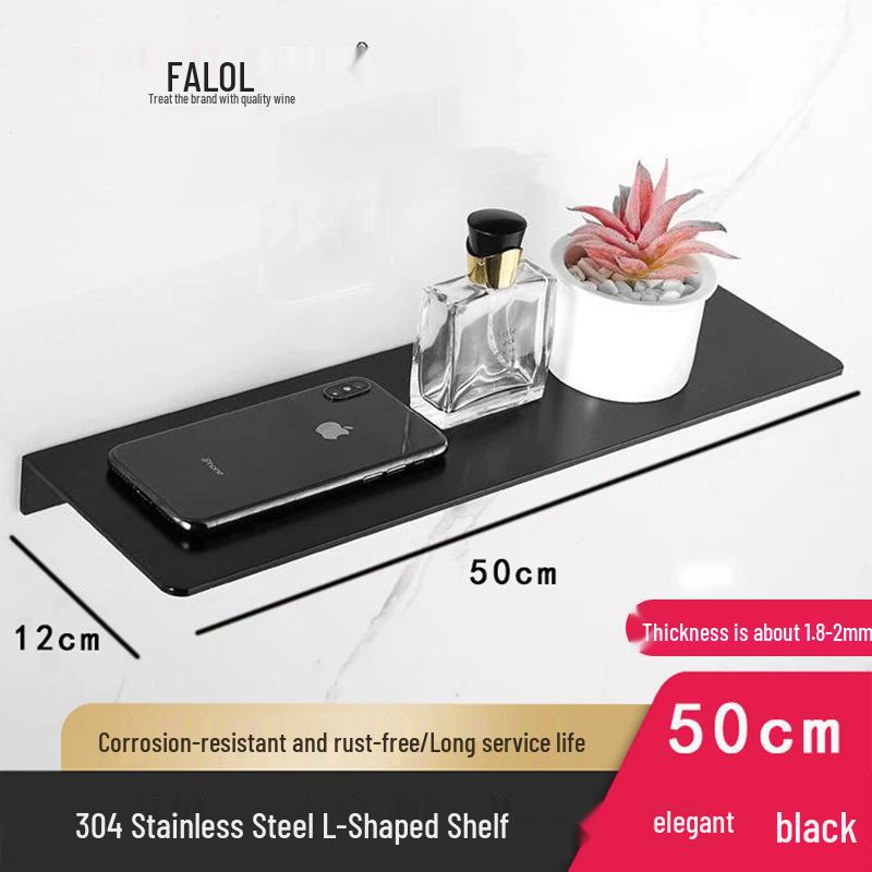 Gunmetal Gray Wall-Mounted Bathroom Shelf - 304 Stainless Steel Vanity Mirror Front Storage Rack