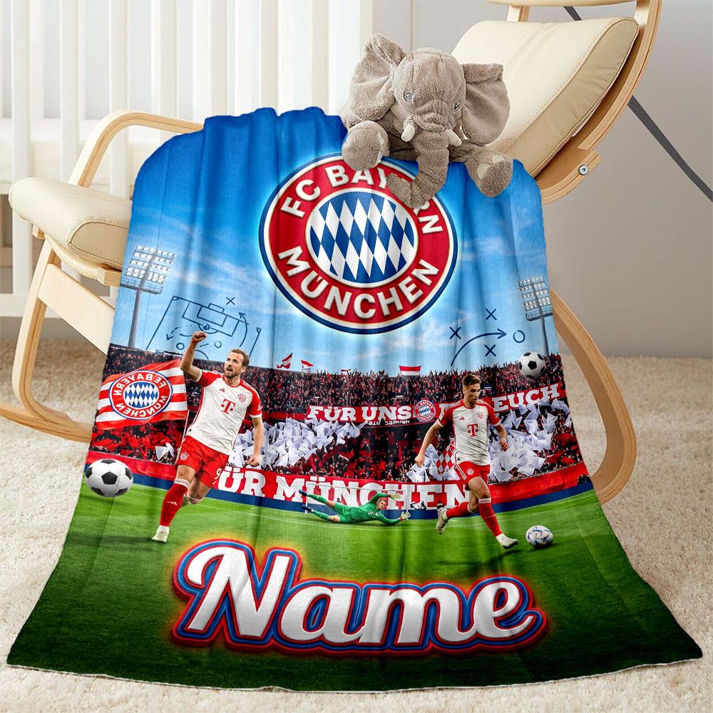 Bayern Munich Jersey Personalized Text Blanket Multi-purpose Customizable Blanket Soft & Cozy for Seaside Nap Home Decor Living Room for All Occasions