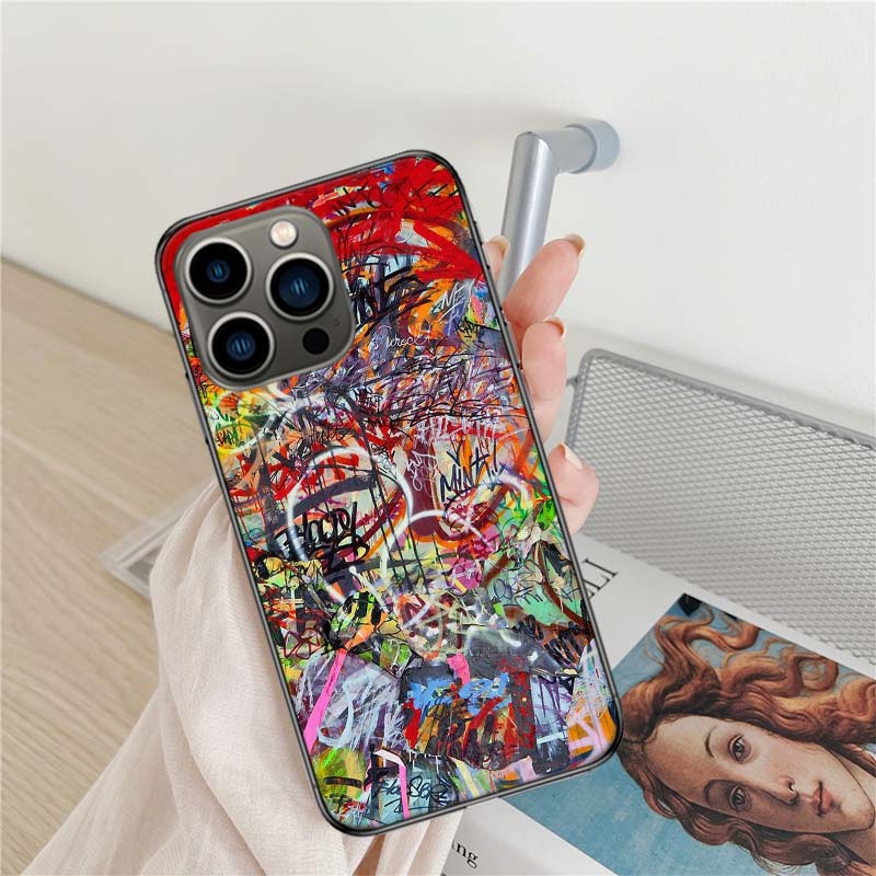 Graffiti Phone Case For Iphone 17 Air 16 15 Pro Max 14 Plus 16E Coque 13 Pro 12 Mini 11 Clear Cover Silicone Cute Shell Soft Cap