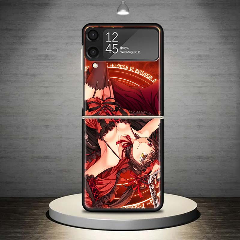 Date A Live Tokisaki Kurumi Phone Case For Samsung Galaxy Z Flip 7 6 5 4 3 5G Shockproof Cover Z Flip7 Flip6 ZFlip5 Flip3 Flip4