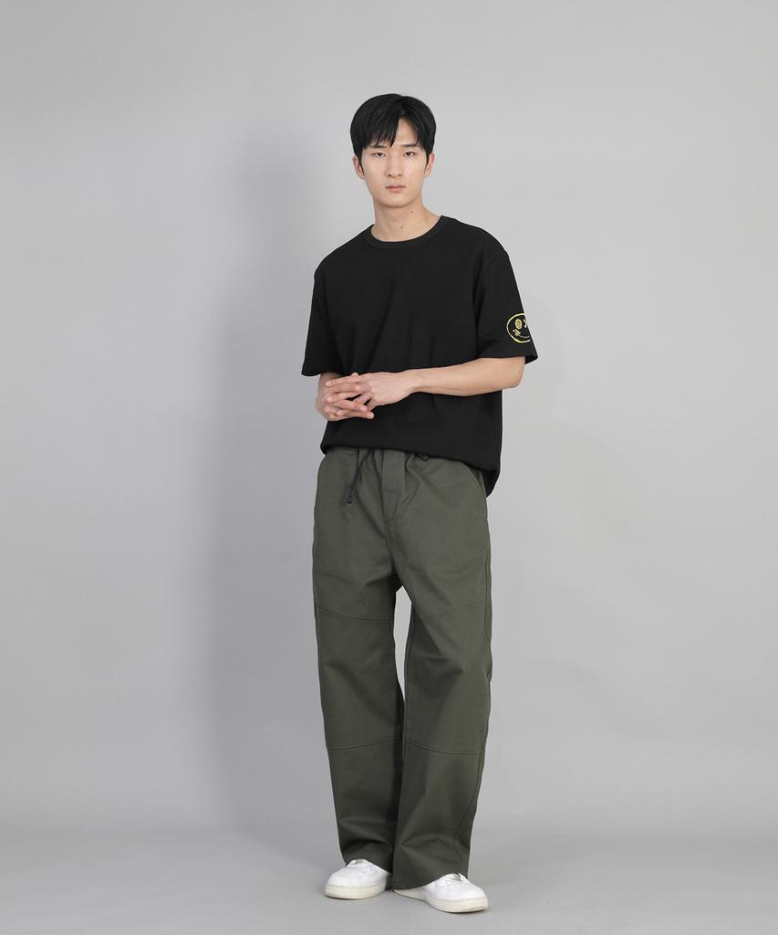 Seinteukeulu Front-Cutting Detail Ex Wide Pants Cde-371 Khaki