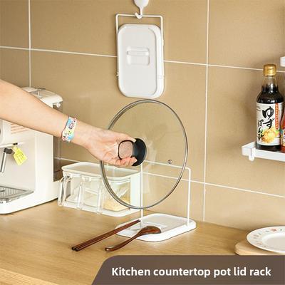 Kitchen Countertop Pot Lid Rack, Foldable Kitchenware Storage Rack, Household Standing Soup Spoon Storage Rack, Spatula Rack