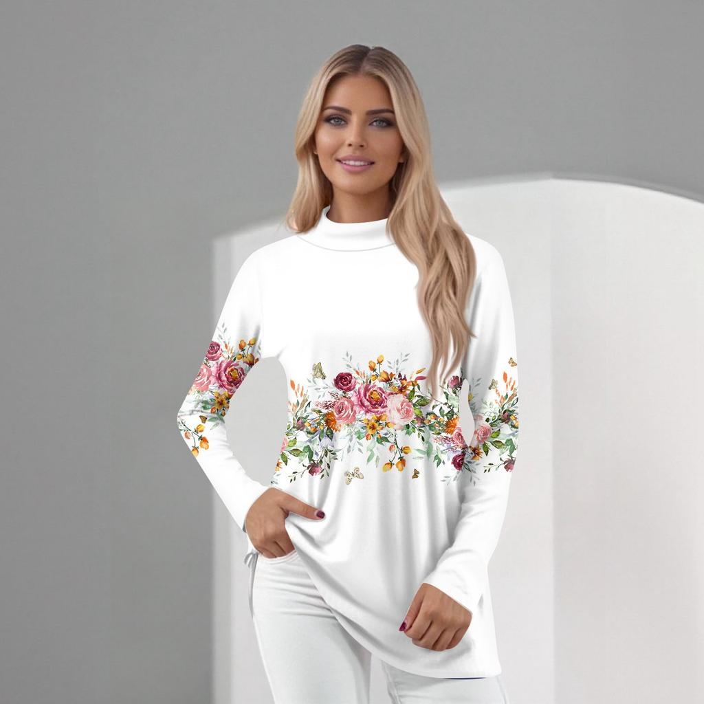 Women's Daily Casual Long Sleeve Mid Collar Top