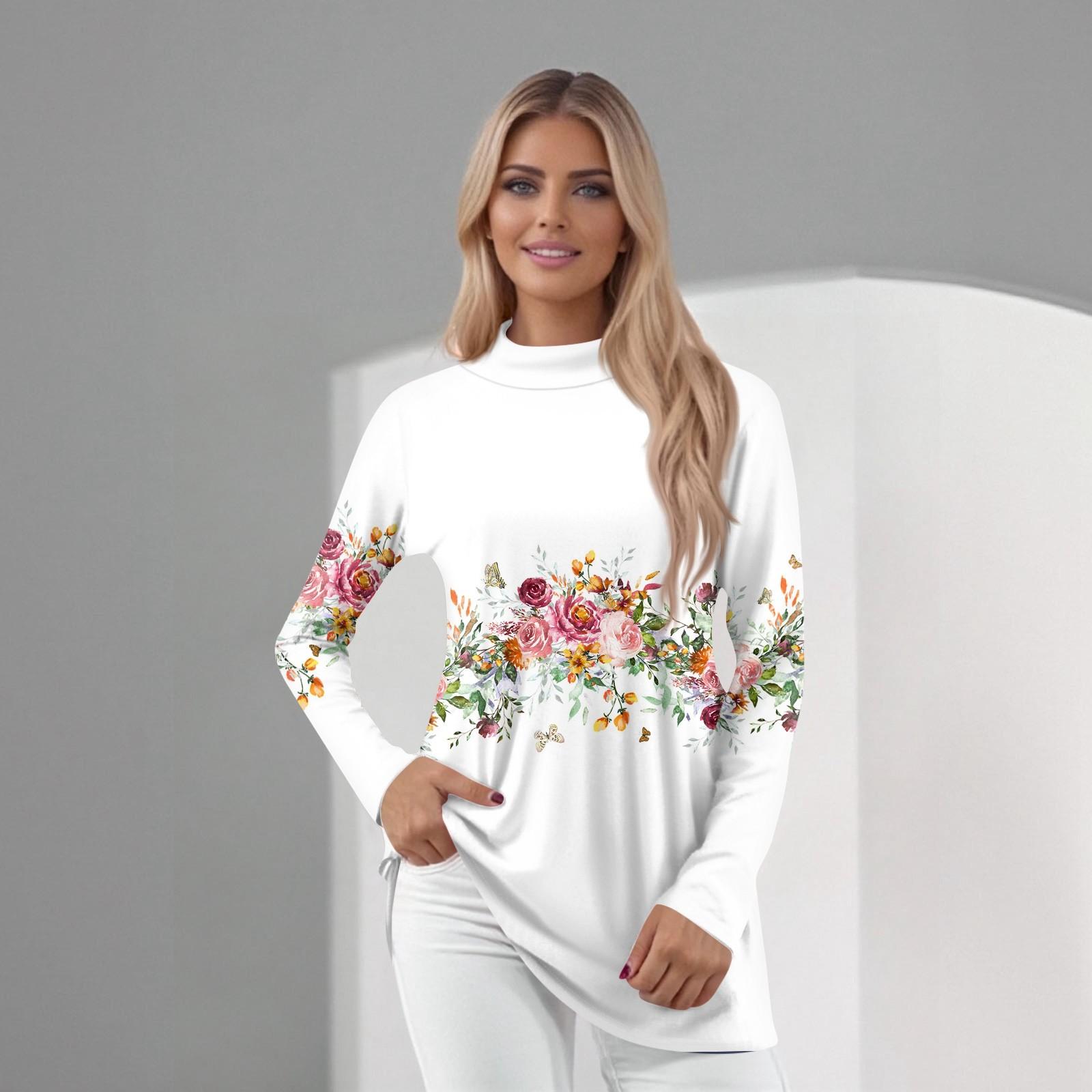 

Женский повседневный топ с длинным рукавом и средним воротником XL белый