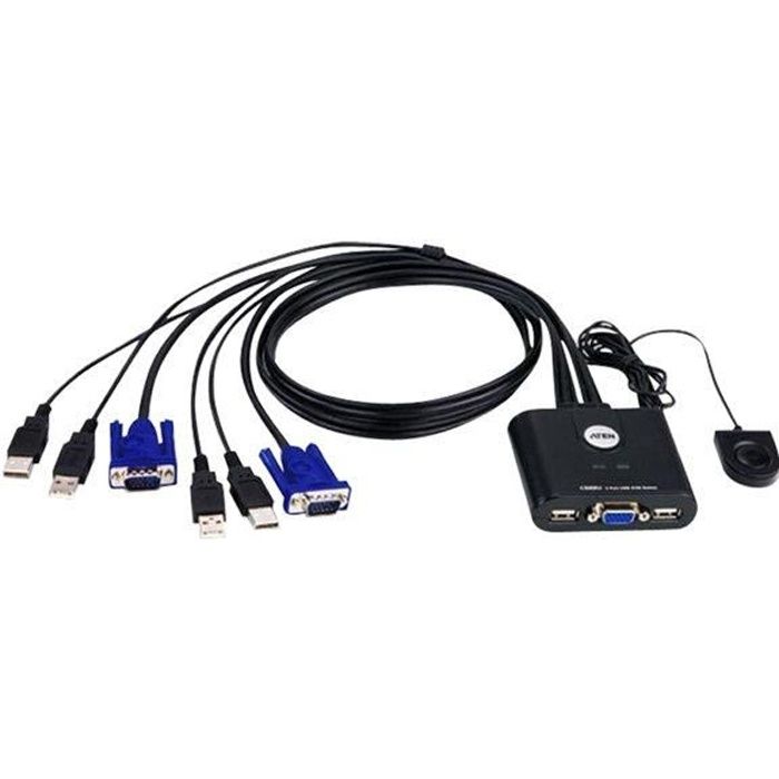 Mini KVM Switch VGA-USB Pour 2 Ordinateurs