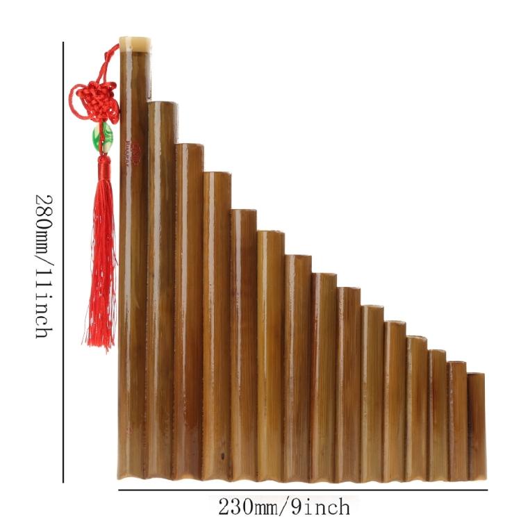 Handgefertigte Panflöte 15 Natur-Bambuspfeifen Traditionelles Instrument Hausschuhe