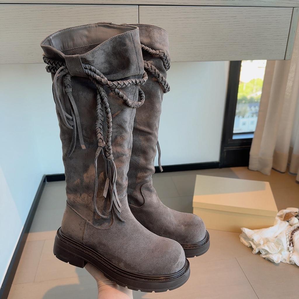 Tassel Platform High Boots Women's 2025 New Western Cowboy Boots Pile Boots Wasteland Wind Egyptian Boots.