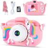 Kids Camera Toys for 3-8 Year Old Girls and Boys, Children Digital Camera with Cute Soft Silicone Case, 1080P Video Camcorder Present with 32GB SD