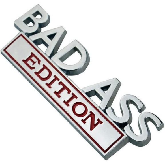 2pcs Bad Ass Edition Emblem Car Badges Badass 3D Sticker Decal Chrome Red