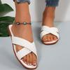 Large Size Flat-bottomed Cool Slippers Women's New Cross-woven Belt Solid Color Fish Mouth Cool Slippers