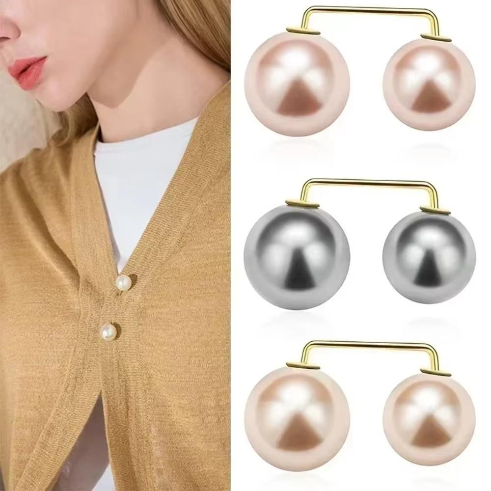 3/6/8PCS Non-Slip Safety Pins Adjustable Collar Clip Brooches Fashion Pearl Brooch  Scarf Fastening