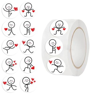 500 Pictures/roll New Hot-selling Tape Cartoon Sticker Manual Material Decorative Envelope Seal Sticker Dots