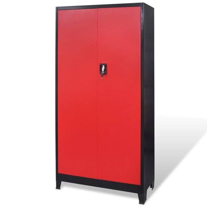 VidaXL Tool Cabinet with 2 Doors Steel 90x40x180 Cm Black and Red