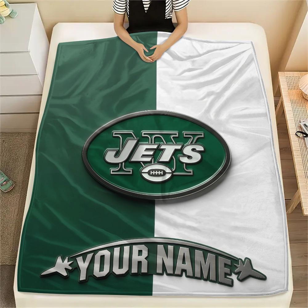 Custom Name New York Jets Flannel Blanket, High quality Comfortable for All Seasons, Home Decor, Warmth and Comfort