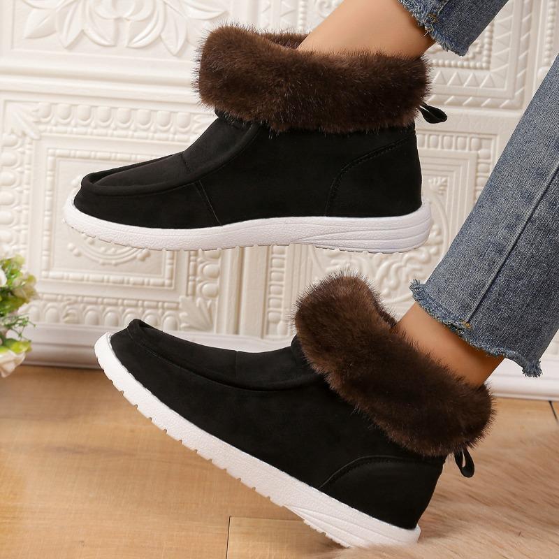 

New large size autumn and winter new solid color suede cotton shoes casual snow boots low top plush shoes 36