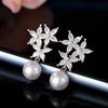 Earrings For Women, Flower Imitation Pearl Princess Jewelry, High-End Evening Dress Wedding Style