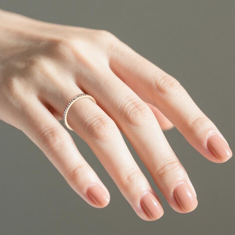 Koreanischer Stil Damen Titanstahl Diamantring - Elegant, Vielseitig, Schmuck mit dünnem Band