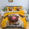 Conjunto de cama para cachorro fofo com impressão 3D para meninos e meninas, capa de edredom e fronha, cama infantil e adulto, moda têxtil para casa