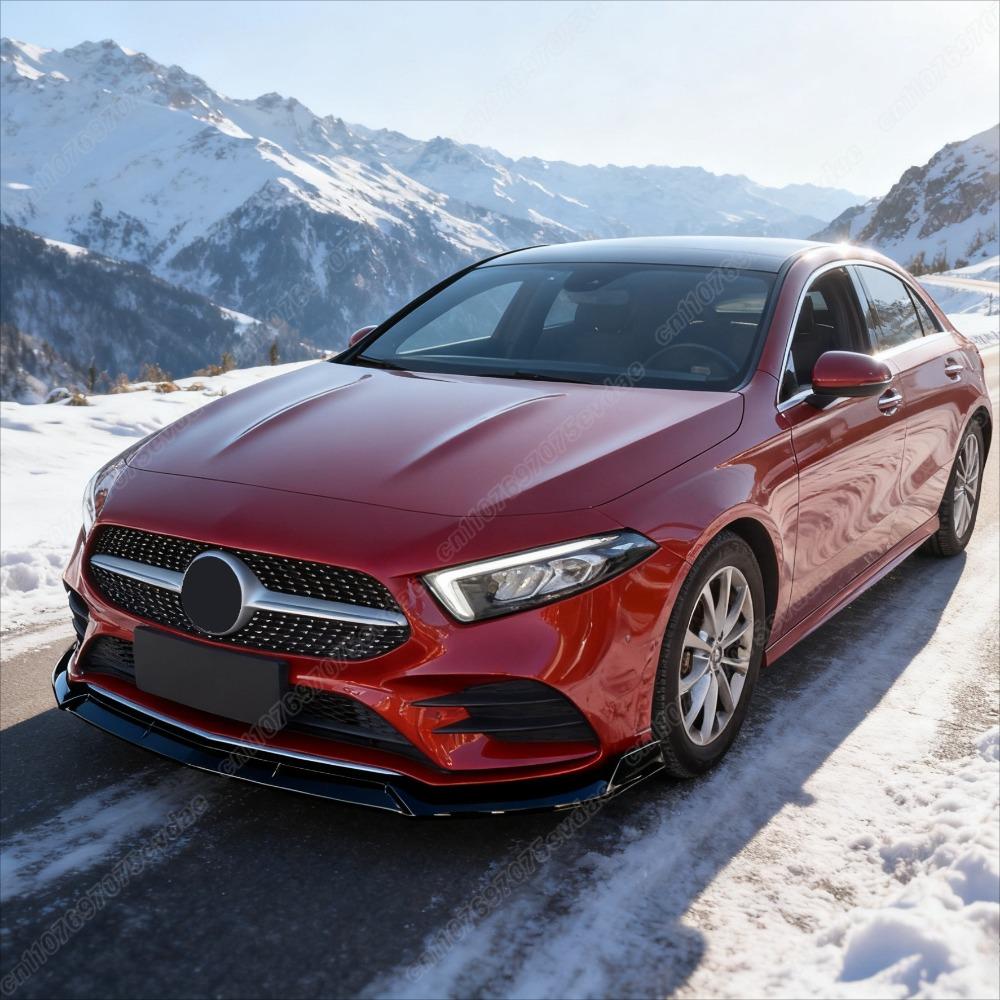 For Mercedes-Benz A-Class Sport Model W177 2019 2020 2021 2022 Front Bumper Splitter Lip Spoiler Diffuser Car Exterior BodyKits