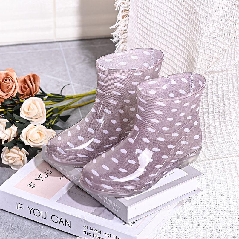 Women's Waterproof Short Shaft Rain Boots Fleece-Lined Anti-Slip Warm Rubber Boots for Kitchen & Outdoor Stylish Adult Footwear