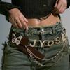 Personalised Y2K Letter  Belt Chain  Butterfly Decoration Belt All-Match Pu Leather Belts Chain