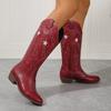 Embroidered Totem Women's Knight Boots, Thick Heel Round Headed Mid Top Boots, Versatile New Vacation Round Headed Women's Boots