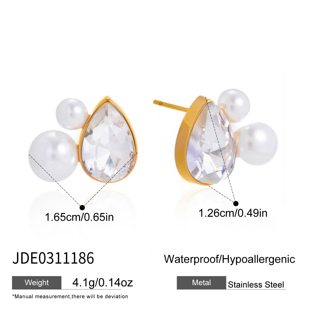 Серьги-гвоздики Jieding из нержавеющей стали с имитацией жемчуга и стразами в форме капли воды, ювелирные изделия из титановой стали