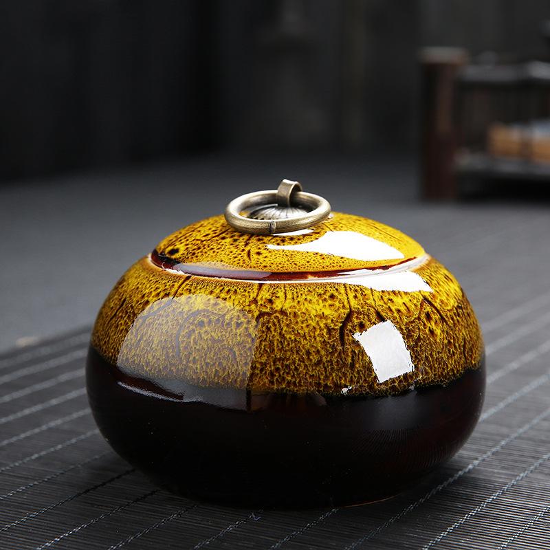 Kiln Transformed Ceramic Tea Caddy Tea Box Moisture-proof Sealed Tank Storage Tank Tea Container Candy Jar Tea Organizer Tea Can