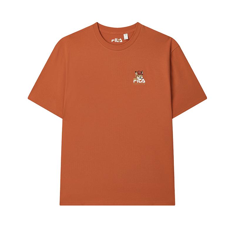 Fila X Maison Kitsune Fox T-Shirt Colorful Fox Fashion Trendy Print Casual Versatile Short Sleeve T-Shirt Men Tops F11U529101F-OR