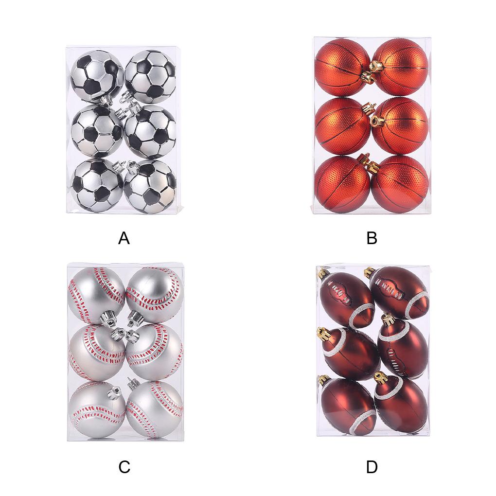 6-teiliges Set einfach aufzuhängender Fußball-Weihnachtskugeln – Exquisite Weihnachtsbaumdekoration