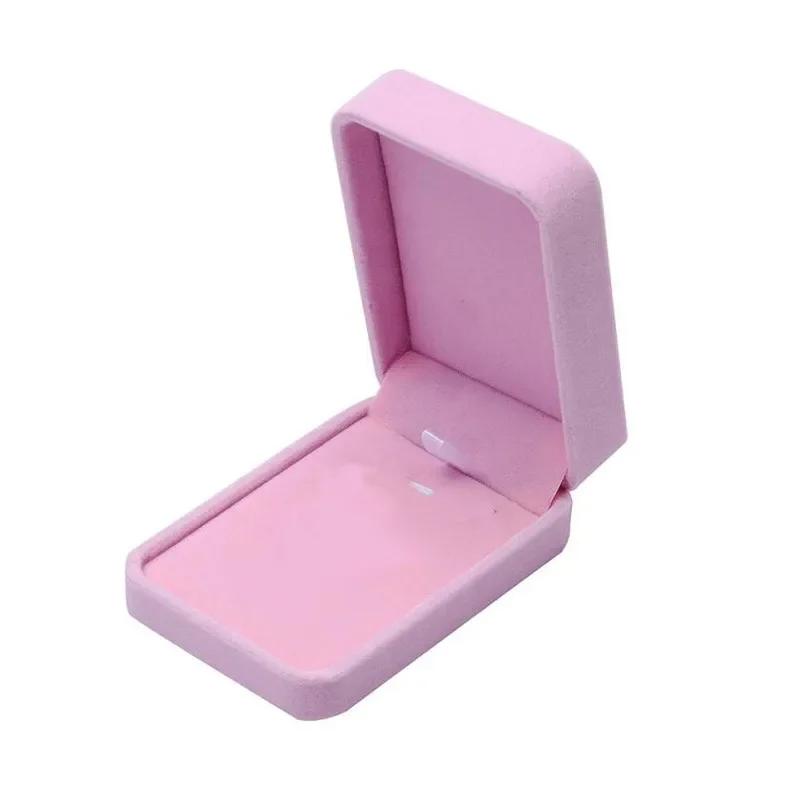 High Quality Pink Velvet Rounded Corner Jewelry Box Ring Earrings Necklace Pendant Bracelet Pearl Necklace Jewelry Gift Box