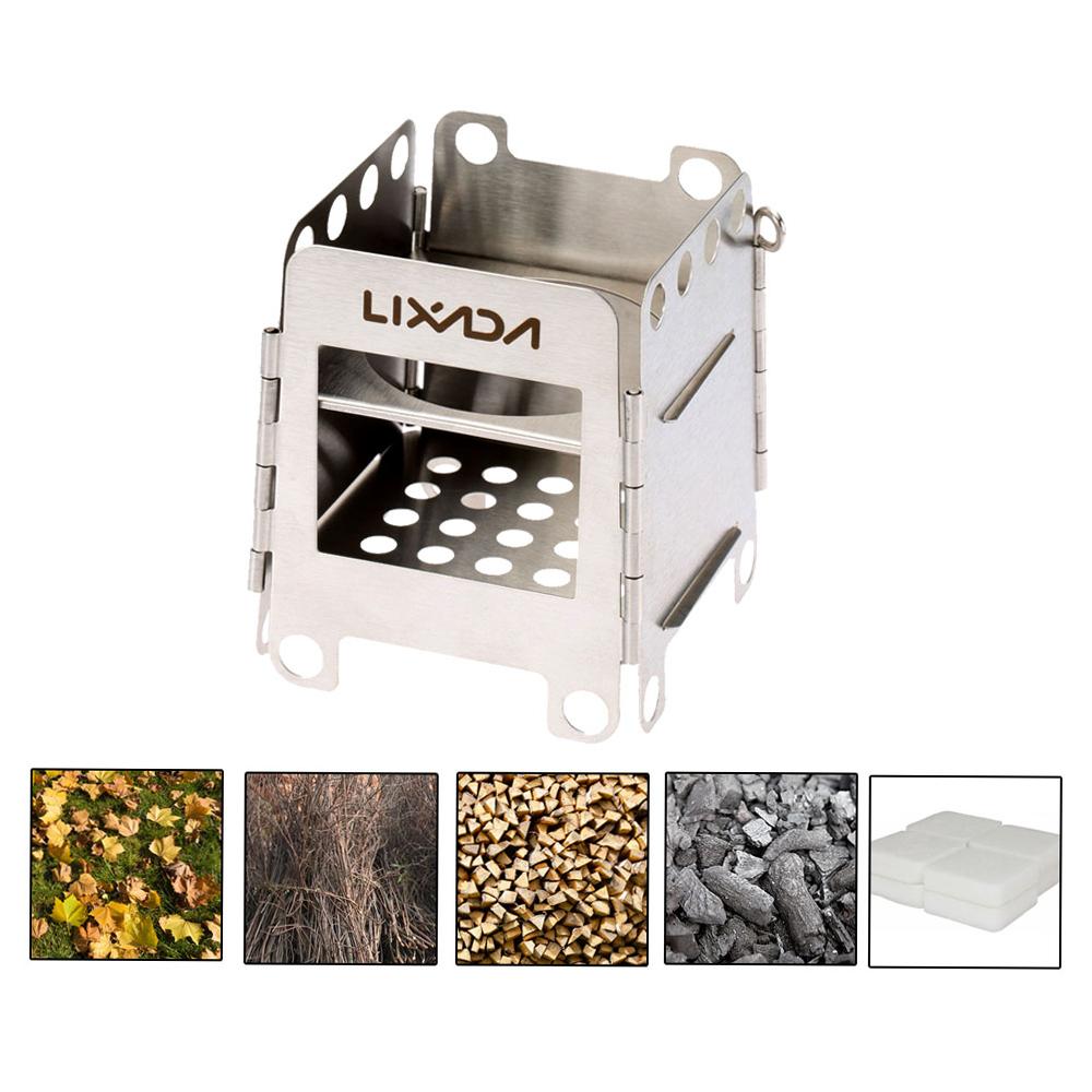 Portable Stainless Steel Lightweight Folding Wood Stove Stove Outdoor Camping Cooking Picnic Backpacking Stove