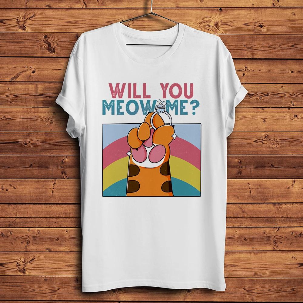 

Cute Cat PawMeow Proposed To YouFunny T Shirt UnisexCasual Tshirt Unisex StreetwareCat Owner TeeBreathable Print S