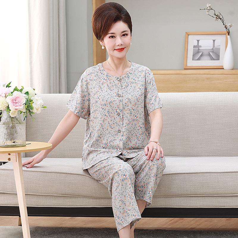 Women's Pajamas Short Sleeve Long Pants Loungewear Button Cardigan Set